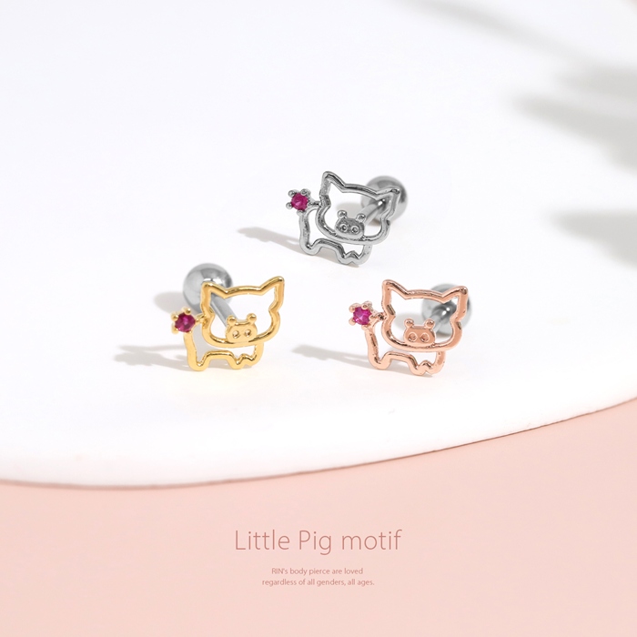 凛 RIN 軟骨ピアス 16G ボディピアス ぶた ピッグ アニマル 動物