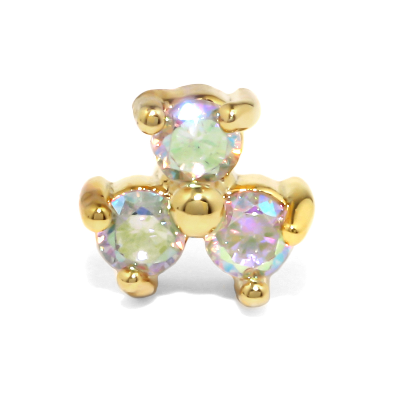 凛 RIN 軟骨ピアス 16G ボディピアス 三つ葉 クローバー ジュエル