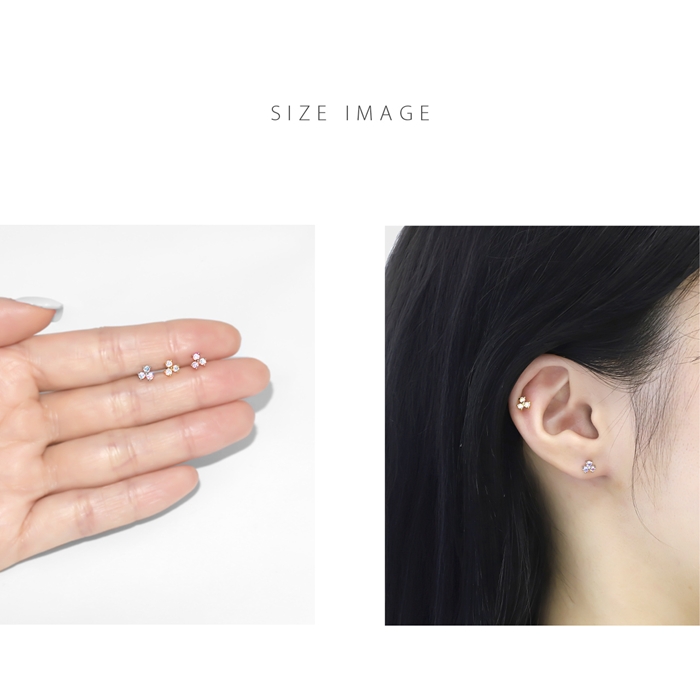 凛 RIN 軟骨ピアス 16G ボディピアス 三つ葉 クローバー ジュエル