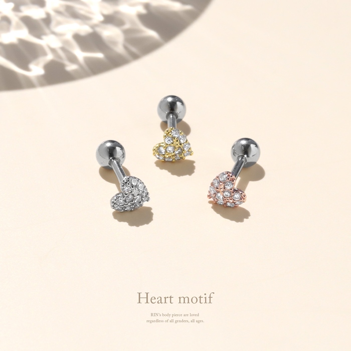 凛 RIN 軟骨ピアス ハート 16G ボディピアス かわいい ジュエル