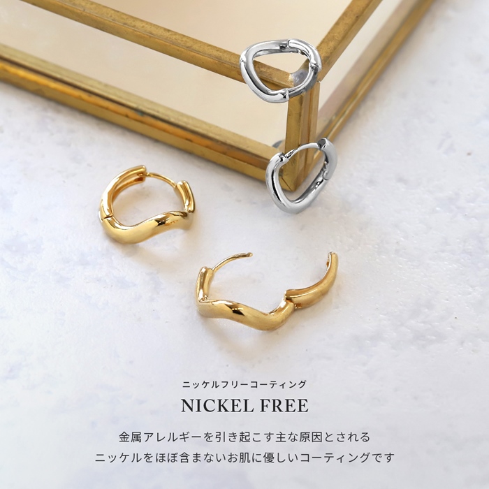 凛 RIN ピアス フープ 18金 レディース 18Kコーティング ワンタッチ
