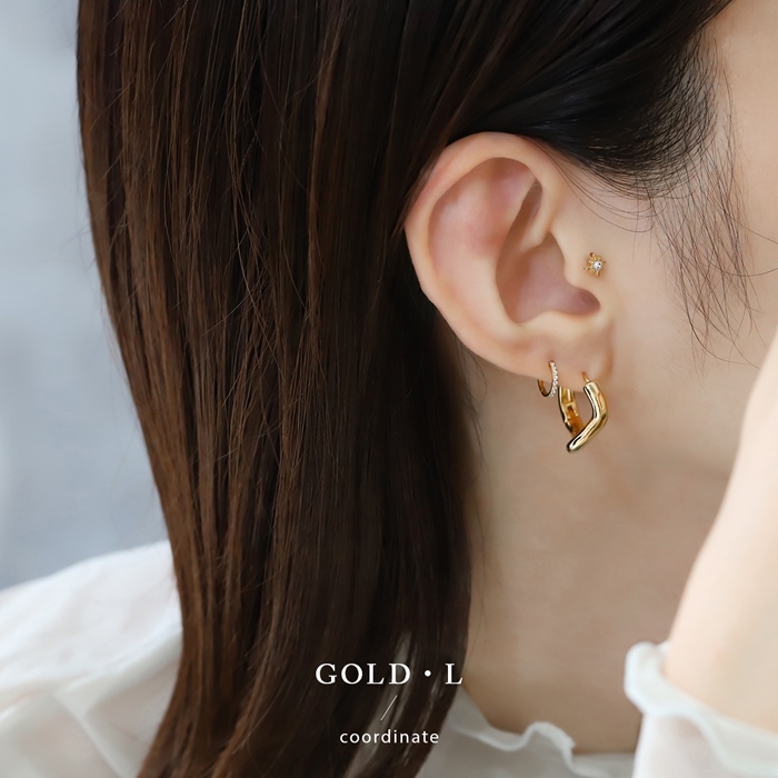 凛 RIN ピアス フープ 18金 レディース 18Kコーティング ワンタッチ