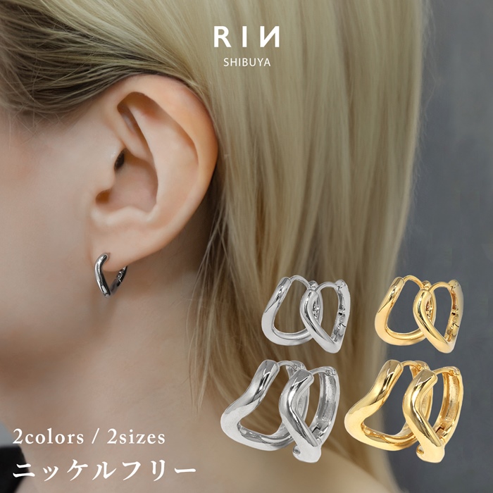 凛 RIN ピアス フープ 18金 レディース 18Kコーティング ワンタッチ
