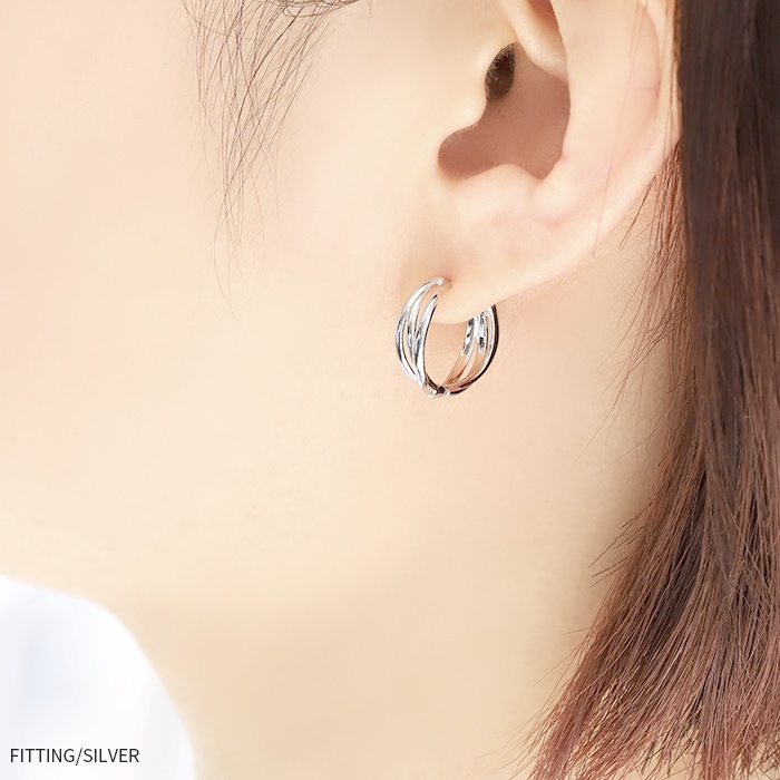 凛 RIN ピアス フープ レディース ワンタッチリング 3連 18金 凛 RIN ピアス フープ レディース ワンタッチリング 3連 18金
