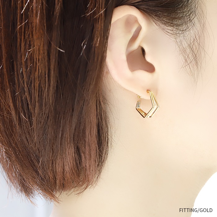 凛 RIN ピアス レディース 18金 18kコーティング ハーフフープ