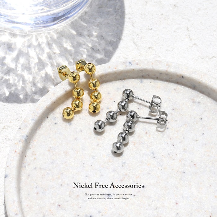 凛 RIN ピアス レディース 18金 18Kコーティング 4連 ボールチェーン 4