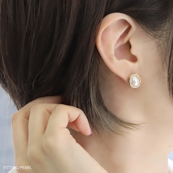 ピアス レディース チタンポスト 金属アレルギー対応 アンティーク調 シェルホワイト パール 『両耳用・2個セット』 | 凛 RIN | 06