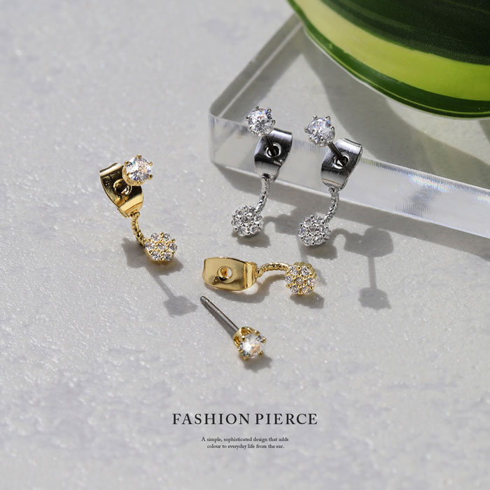 ピアス レディース 18Kコーティング 18金 ジュエル チタン 金属アレルギー対応 可愛い おしゃれ 『両耳用・2個セット』 | 凛 RIN | 03