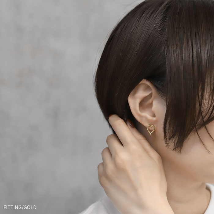 凛 RIN ピアス レディース ハート 16Kコーティング 16金 チタンポスト