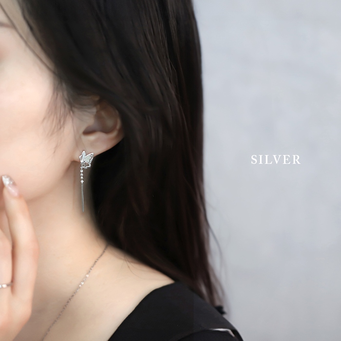 ピアス レディース 蝶 蝶々 バタフライ 18Kコーティング キラキラ 揺れる チタンポスト スタッド 『両耳用・2個セット』 | 凛 RIN | 06