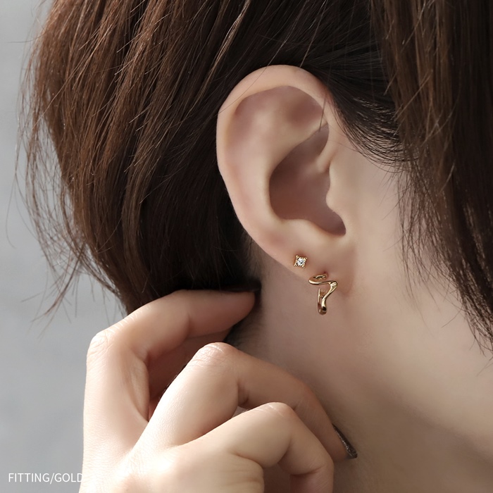 凛 RIN ピアス レディース ワンタッチ リング フープ ウェイビー
