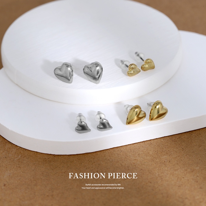 ピアス レディース ハート 16Kコーティング 16金 メタル シンプル スタッド 可愛い おしゃれ 『両耳用・2個セット』 | 凛 RIN | 05