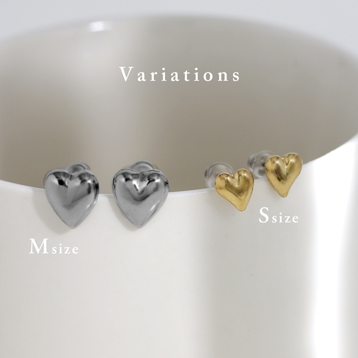 ピアス レディース ハート 16Kコーティング 16金 メタル シンプル スタッド 可愛い おしゃれ 『両耳用・2個セット』 | 凛 RIN | 07