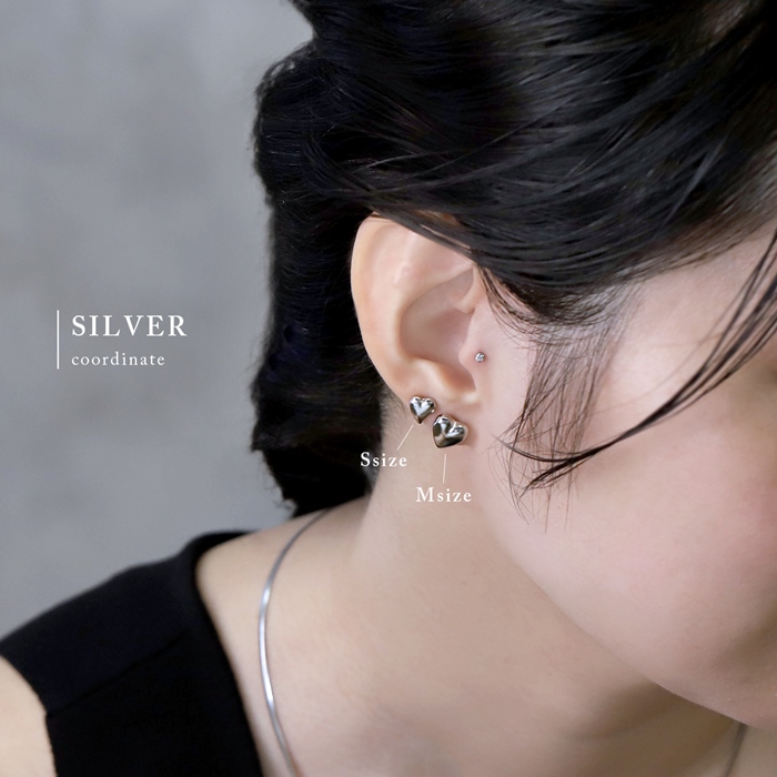 ピアス レディース ハート 16Kコーティング 16金 メタル シンプル スタッド 可愛い おしゃれ 『両耳用・2個セット』 | 凛 RIN | 10