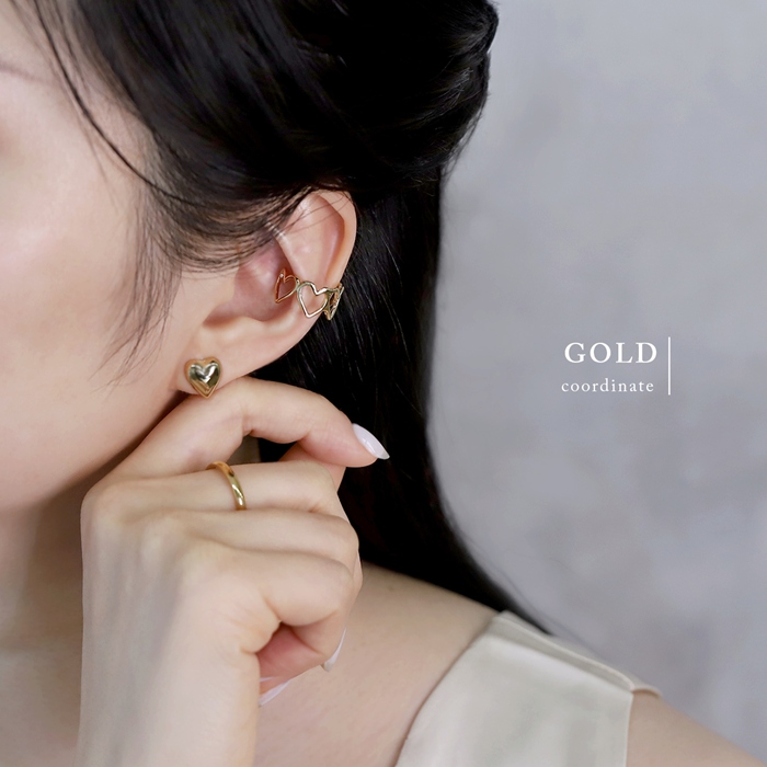 ピアス レディース ハート 16Kコーティング 16金 メタル シンプル スタッド 可愛い おしゃれ 『両耳用・2個セット』 | 凛 RIN | 11