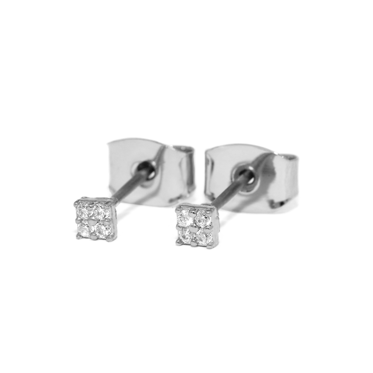 ピアス 小ぶり レディース チタン キラキラ 18金 18Kコーティング ハート スクエア 小さい 可愛い 『両耳用・2個セット』 | 凛 RIN | 03