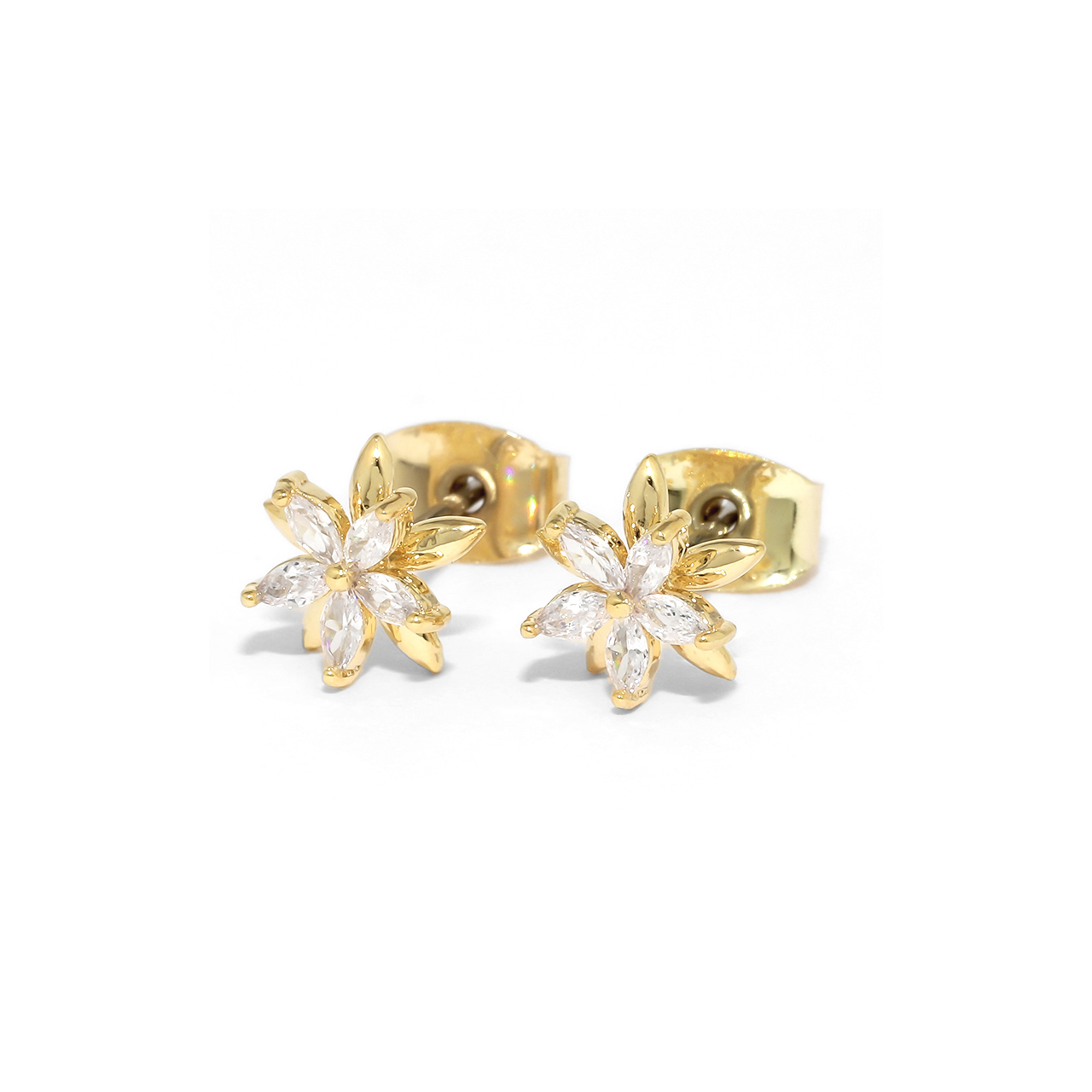 ピアス レディース 花 チタンポスト 18金 18Kコーティング フラワー キラキラ 可愛い おしゃれ 『両耳用・2個セット』 | 凛 RIN | 02