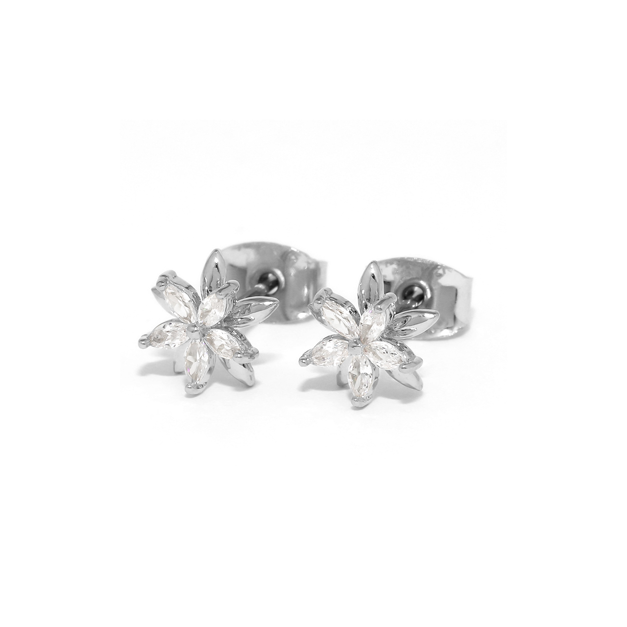 ピアス レディース 花 チタンポスト 18金 18Kコーティング フラワー キラキラ 可愛い おしゃれ 『両耳用・2個セット』 | 凛 RIN | 01