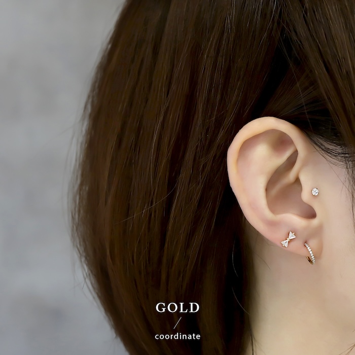 ピアス 小ぶり レディース リボン りぼん チタン キラキラ 金属アレルギー対応 可愛い 『両耳用・2個セット』 | 凛 RIN | 06