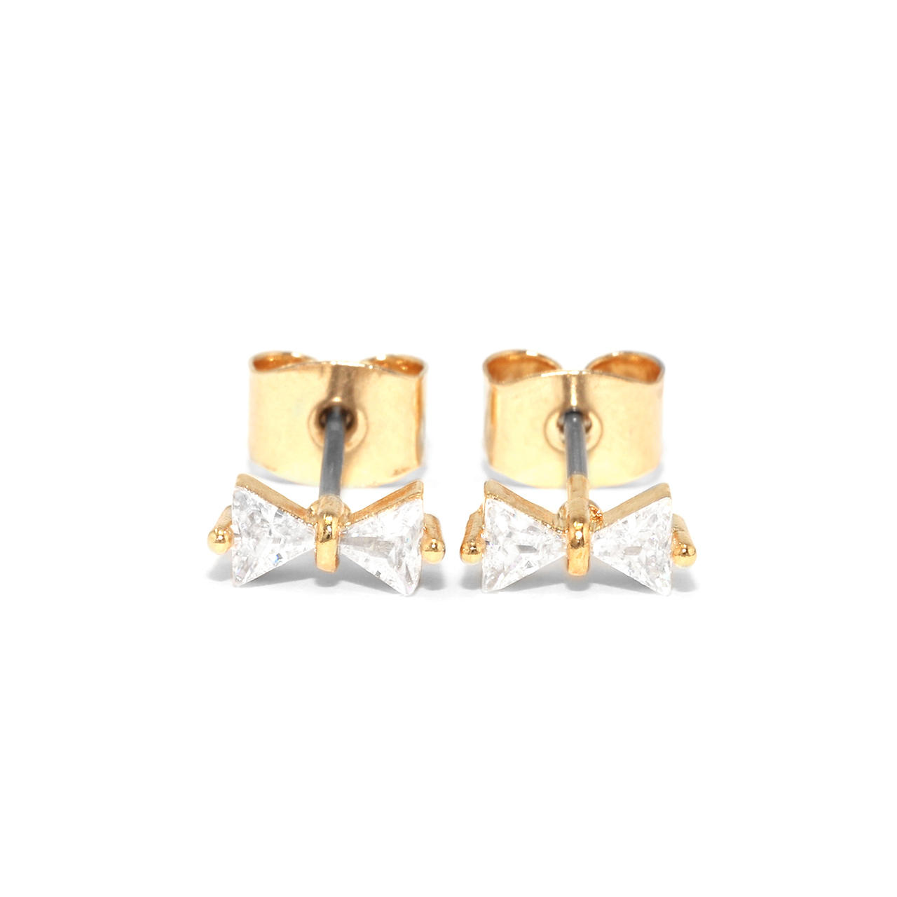 ピアス 小ぶり レディース リボン りぼん チタン キラキラ 金属アレルギー対応 可愛い 『両耳用・2個セット』 | 凛 RIN | 02