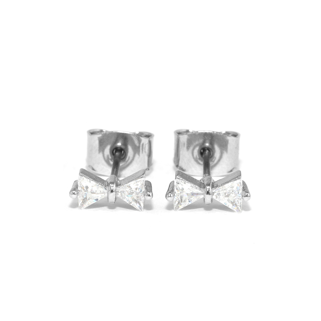 ピアス 小ぶり レディース リボン りぼん チタン キラキラ 金属アレルギー対応 可愛い 『両耳用・2個セット』 | 凛 RIN | 01