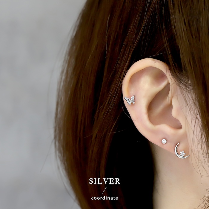 ピアス レディース 三日月 月 ムーン 星 チタンポスト 18金 18Kコーティング 可愛い おしゃれ  『両耳用・2個セット』 | 凛 RIN | 08