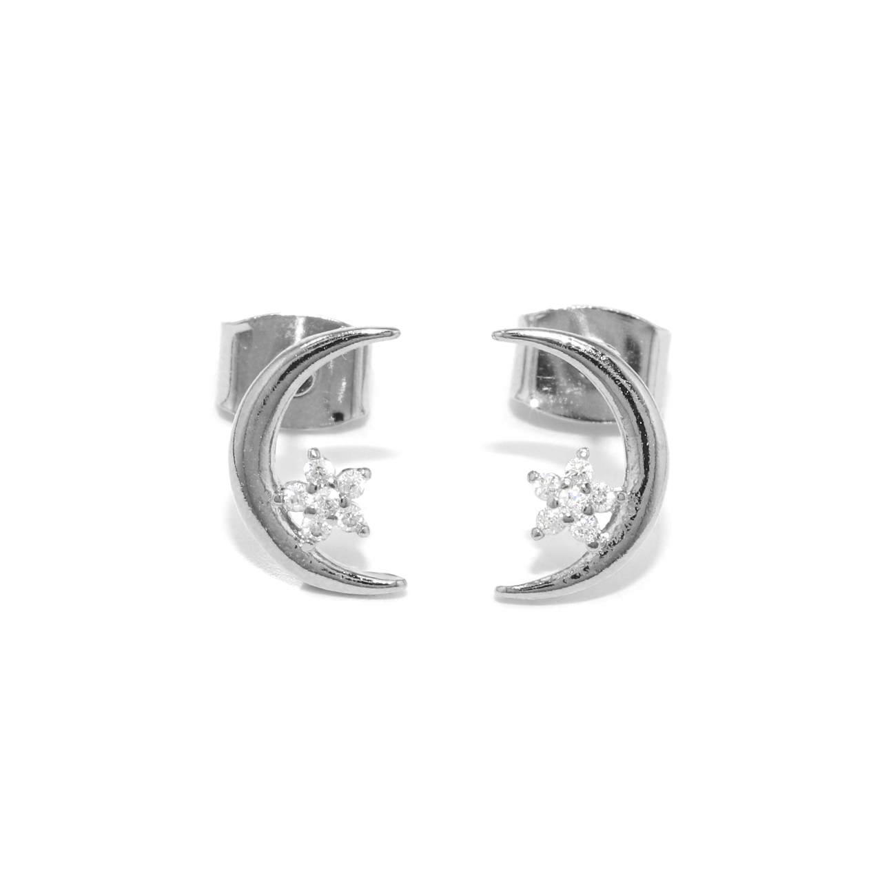 ピアス レディース 三日月 月 ムーン 星 チタンポスト 18金 18Kコーティング 可愛い おしゃれ  『両耳用・2個セット』 | 凛 RIN | 01