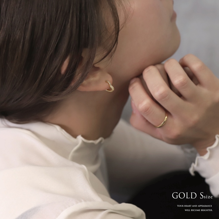ピアス レディース ハート 18金 18Kコーティング ワンタッチ リング フープ ループ 可愛い おしゃれ キラキラ 『両耳用・2個セット』 | 凛 RIN | 04