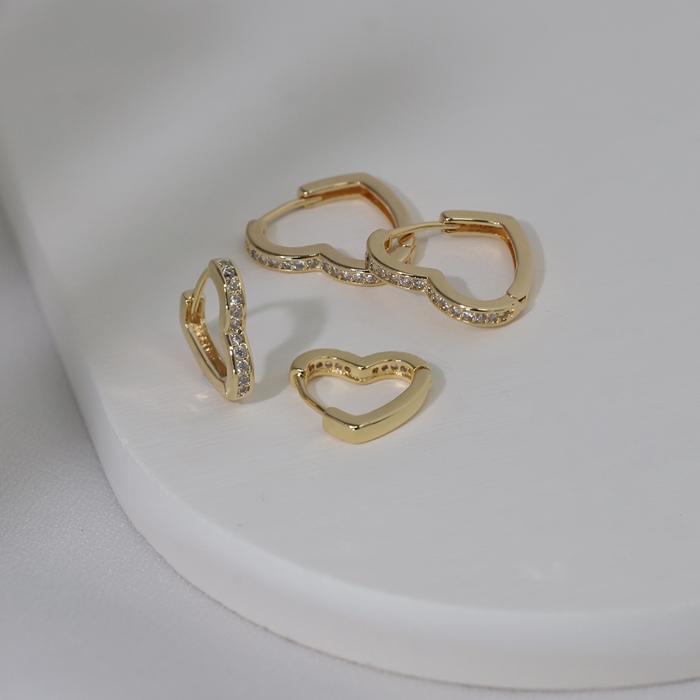ピアス レディース ハート 18金 18Kコーティング ワンタッチ リング フープ ループ 可愛い おしゃれ キラキラ 『両耳用・2個セット』 | 凛 RIN | 11