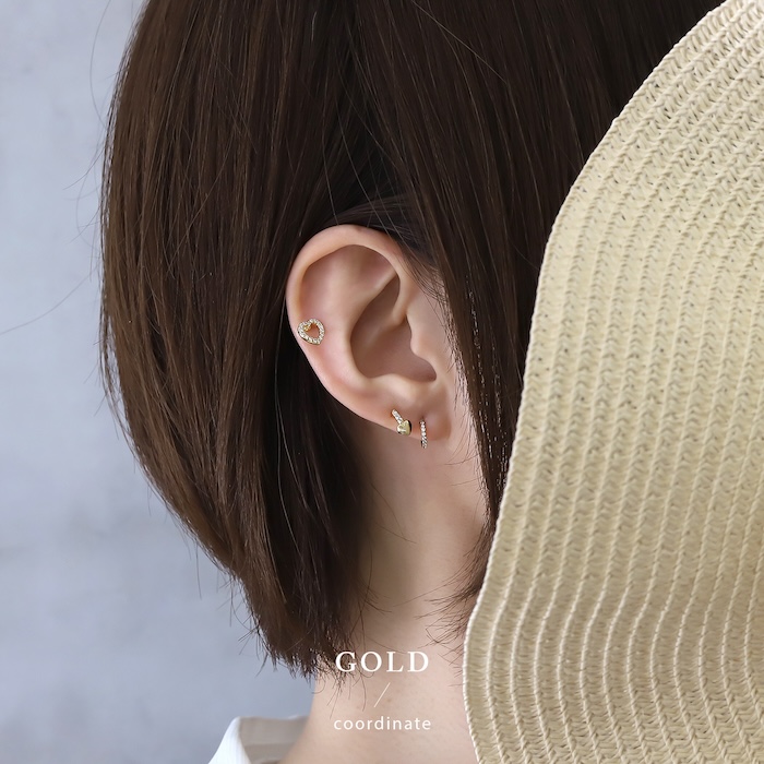 ピアス 小さい レディース ハート チタン 18Kコーティング 18金 バー 小ぶりピアス 『両耳用・2個セット』 | 凛 RIN | 06