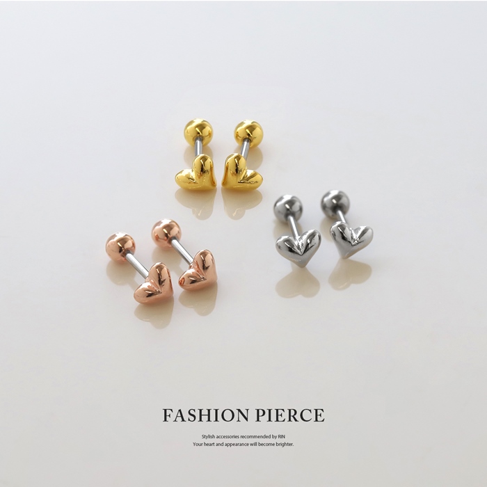 凛 RIN ピアス レディース ハート ネジ式 サージカルステンレス