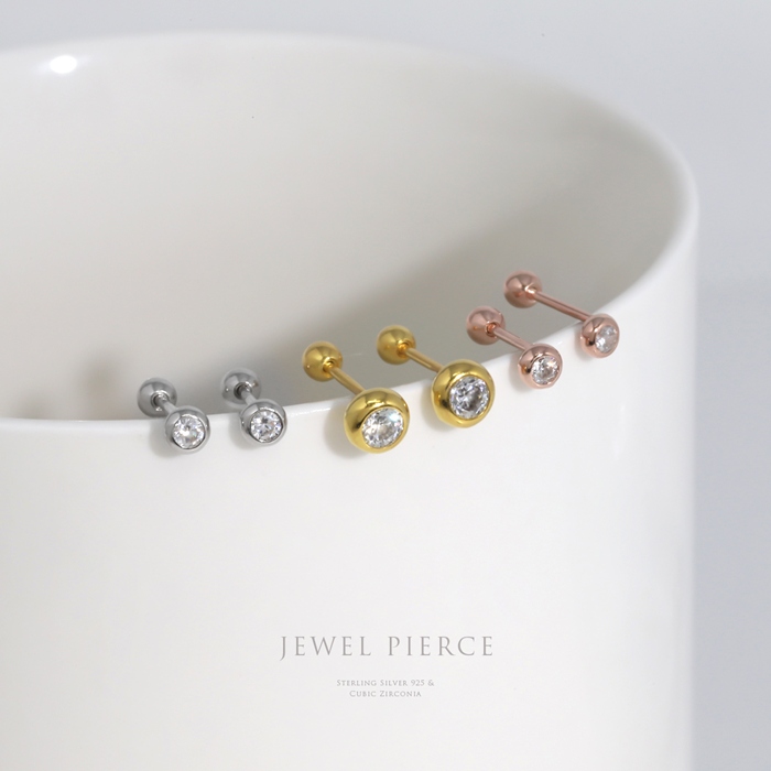 ピアス レディース シルバー925 18金 小さめ ネジ式 ストーン 18Kコーティング フクリン ひっかからない 『両耳用・2個セット』 | 凛 RIN | 04