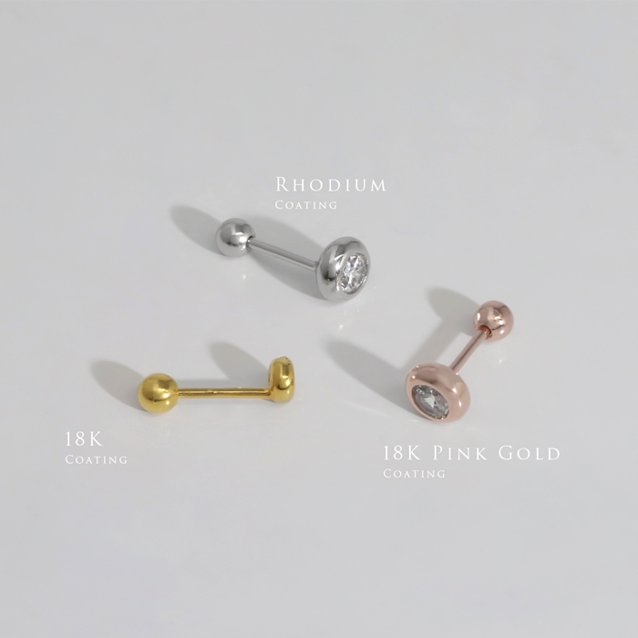 ピアス レディース シルバー925 18金 小さめ ネジ式 ストーン 18Kコーティング フクリン ひっかからない 『両耳用・2個セット』 | 凛 RIN | 13