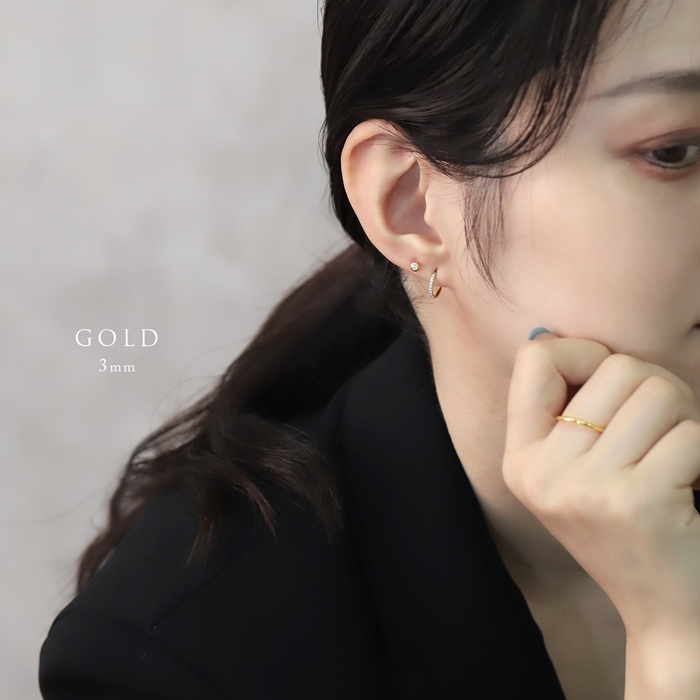 ピアス レディース シルバー925 18金 小さめ ネジ式 ストーン 18Kコーティング フクリン ひっかからない 『両耳用・2個セット』 | 凛 RIN | 06