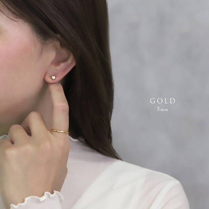 ピアス レディース シルバー925 18金 小さめ ネジ式 ストーン 18Kコーティング フクリン ひっかからない 『両耳用・2個セット』 | 凛 RIN | 11