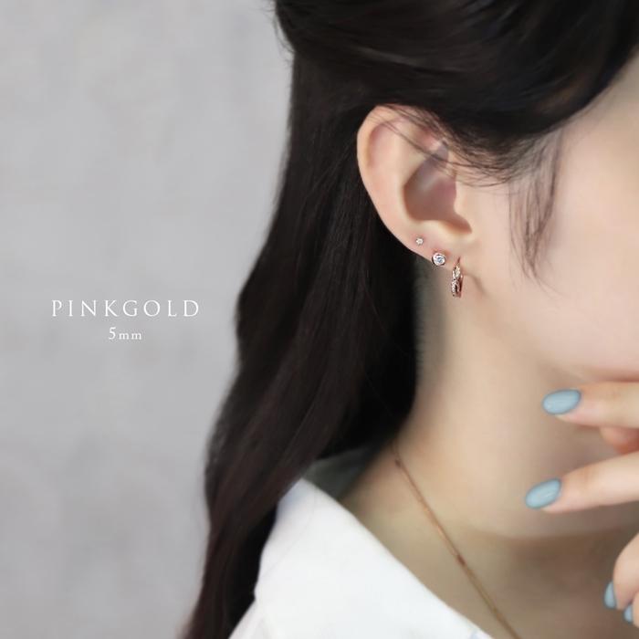 ピアス レディース シルバー925 18金 小さめ ネジ式 ストーン 18Kコーティング フクリン ひっかからない 『両耳用・2個セット』 | 凛 RIN | 12
