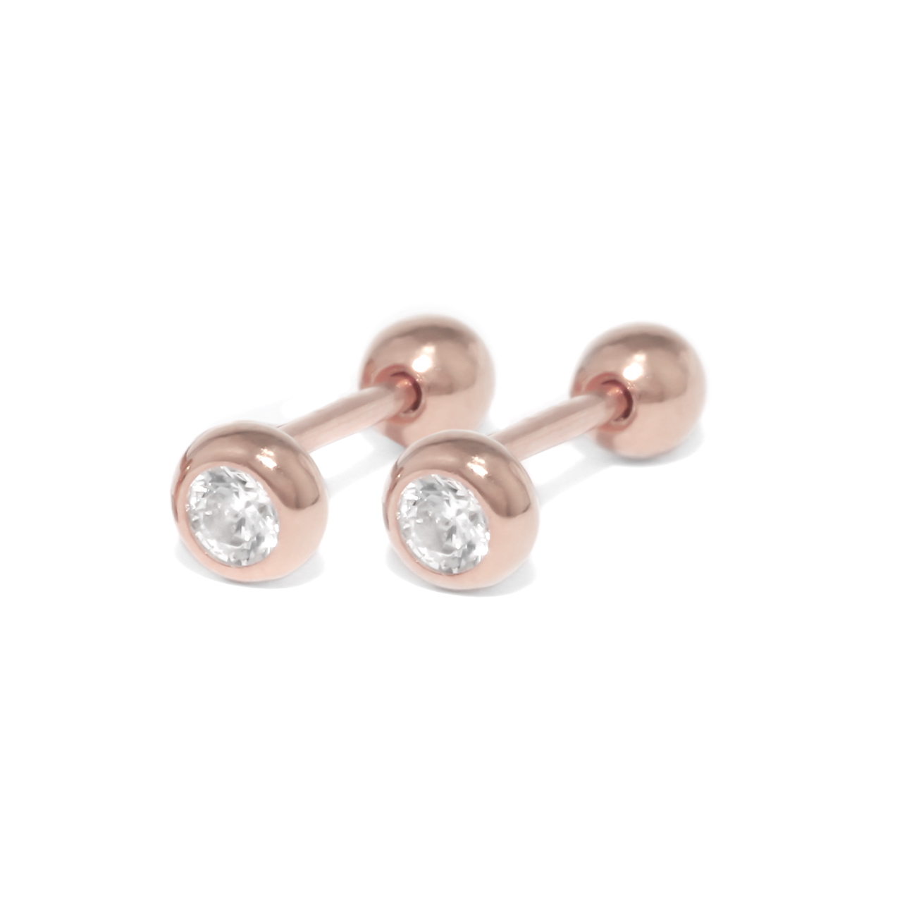 ピアス レディース シルバー925 18金 小さめ ネジ式 ストーン 18Kコーティング フクリン ひっかからない 『両耳用・2個セット』 | 凛 RIN | 03