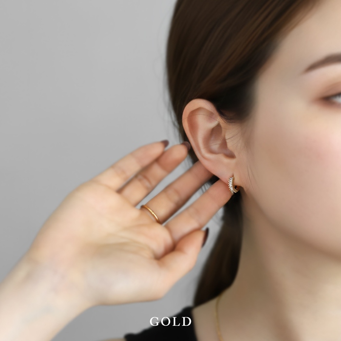 ピアス レディース ジュエル ワンタッチ フープ 上品 18金 18Kコーティング リング 『両耳用・2個セット』 | 凛 RIN | 06