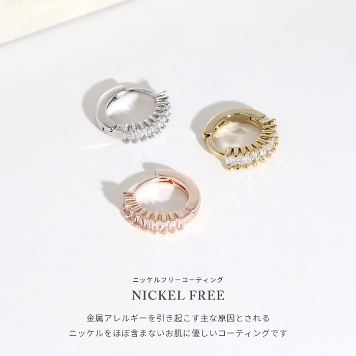 ピアス レディース ジュエル ワンタッチ フープ 上品 18金 18Kコーティング リング 『両耳用・2個セット』 | 凛 RIN | 07