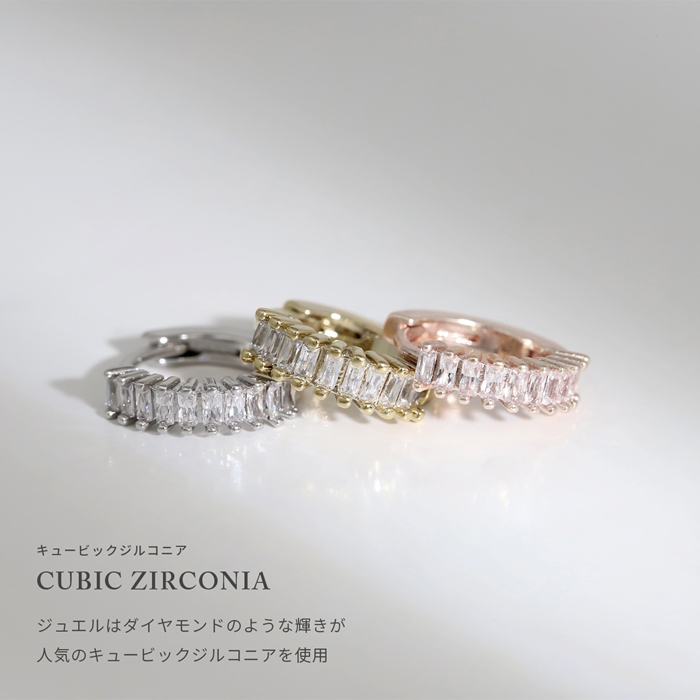 ピアス レディース ジュエル ワンタッチ フープ 上品 18金 18Kコーティング リング 『両耳用・2個セット』 | 凛 RIN | 09