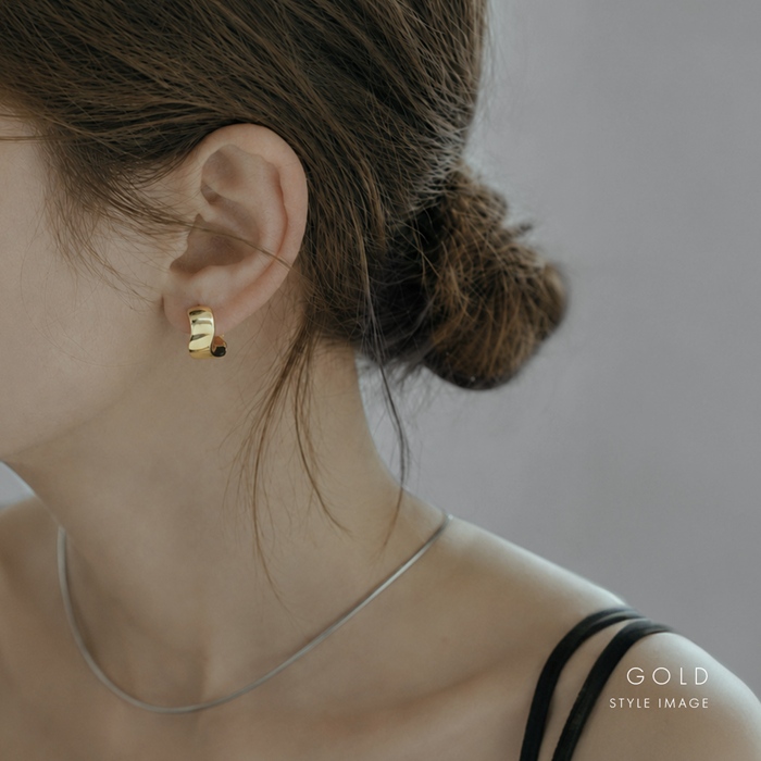 フープ ピアス リング レディース キャッチレス 18K シンメトリー S字 左右対称 中折れ ワンタッチ 『両耳用・2個セット』 | 凛 RIN | 06