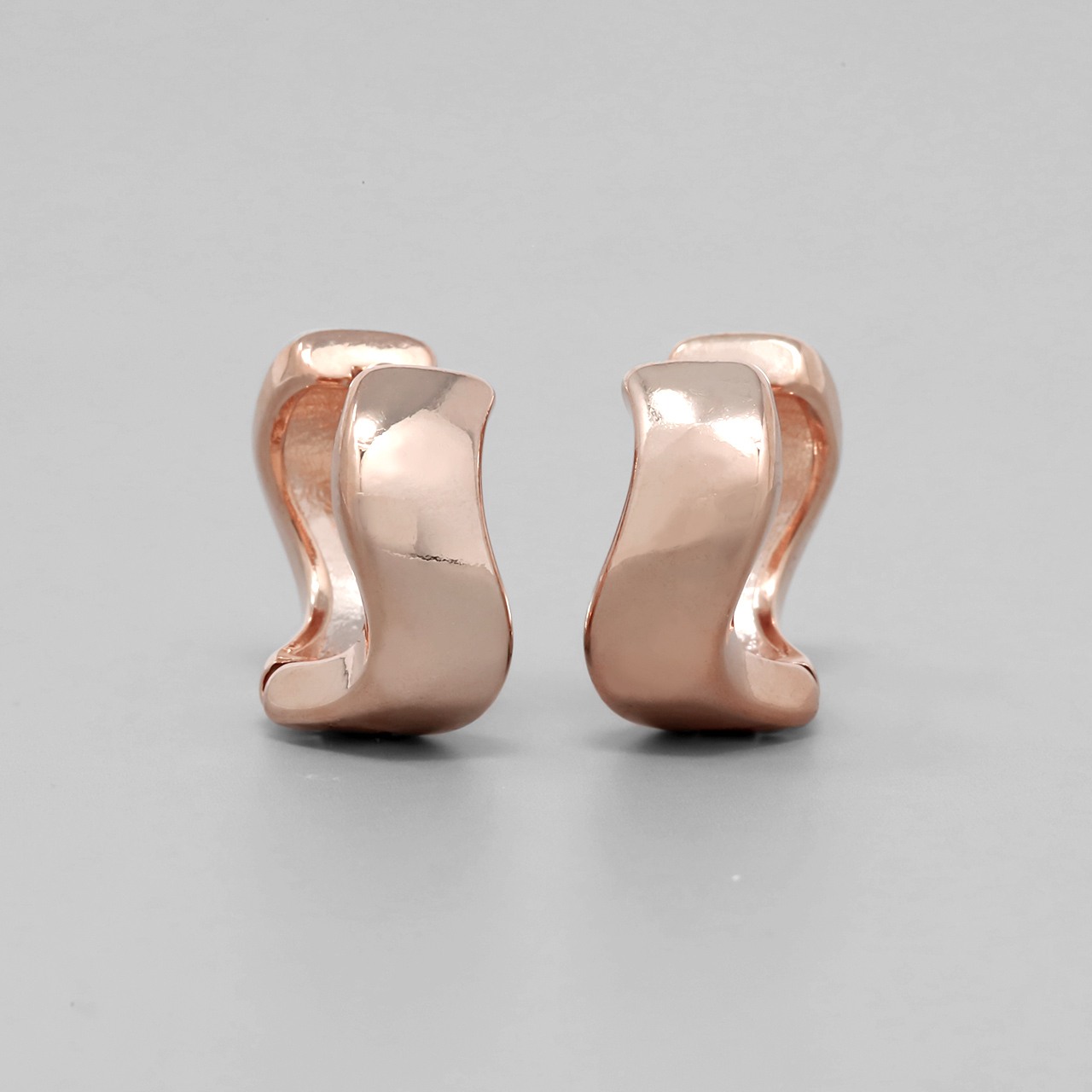 フープ ピアス リング レディース キャッチレス 18K シンメトリー S字 左右対称 中折れ ワンタッチ 『両耳用・2個セット』 | 凛 RIN | 03