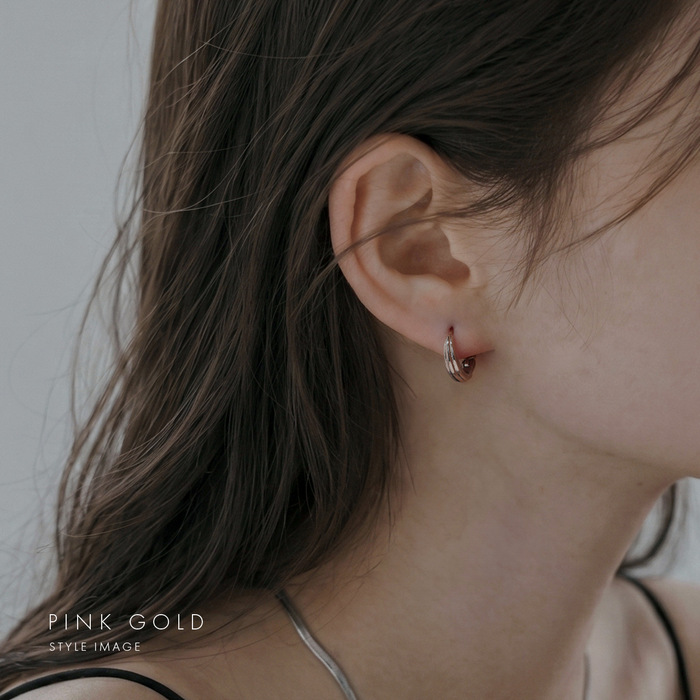フープ リング ピアス レディース ワンタッチ キャッチレス 18K シンメトリー シンプル 中折れ 【両耳用・2個セット】 | 凛 RIN | 06
