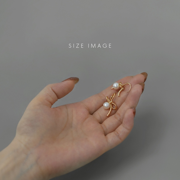 ピアス リボン パール リングピアス フープ レディース 上品 キャッチレス かわいい 18K 『両耳用・2個セット』 | 凛 RIN | 09
