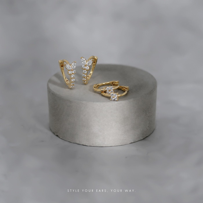ピアス アクセサリー 蝶 スクエア ジュエル 上品 バタフライ ワンタッチリング フープピアス ピアス ニッケルフリー 耳 耳たぶ 【両耳用・2個売り】 | 凛 RIN | 09