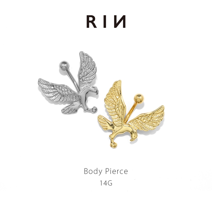 凛 RIN へそピアス ボディピアス 14G 鷲 鷹 鳥 ワシ タカ イーグル