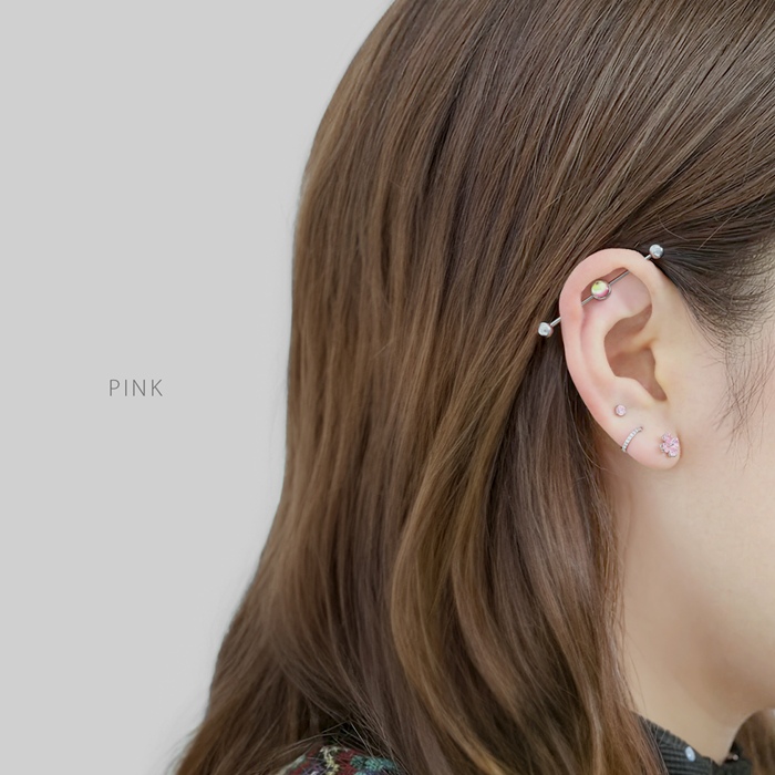 凛 RIN インダストリアル 軟骨ピアス 16G 14G ボディピアス ストーン