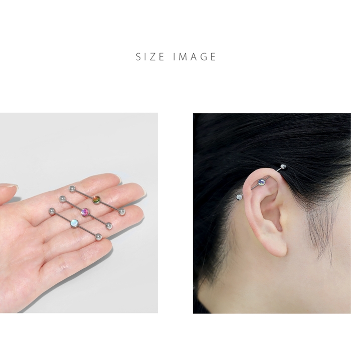 凛 RIN インダストリアル 軟骨ピアス 16G 14G ボディピアス ストーン