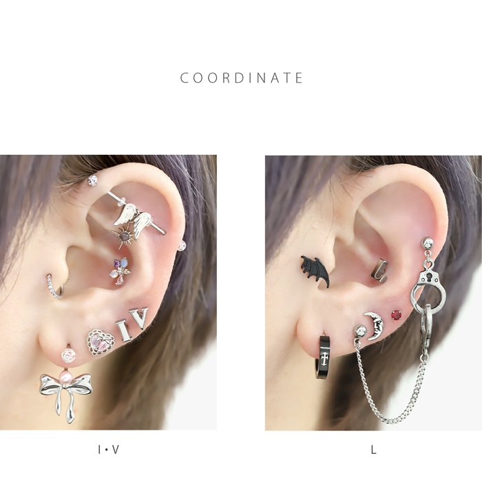 凛 RIN ボディピアス 14G イニシャル 軟骨 アルファベット 英語