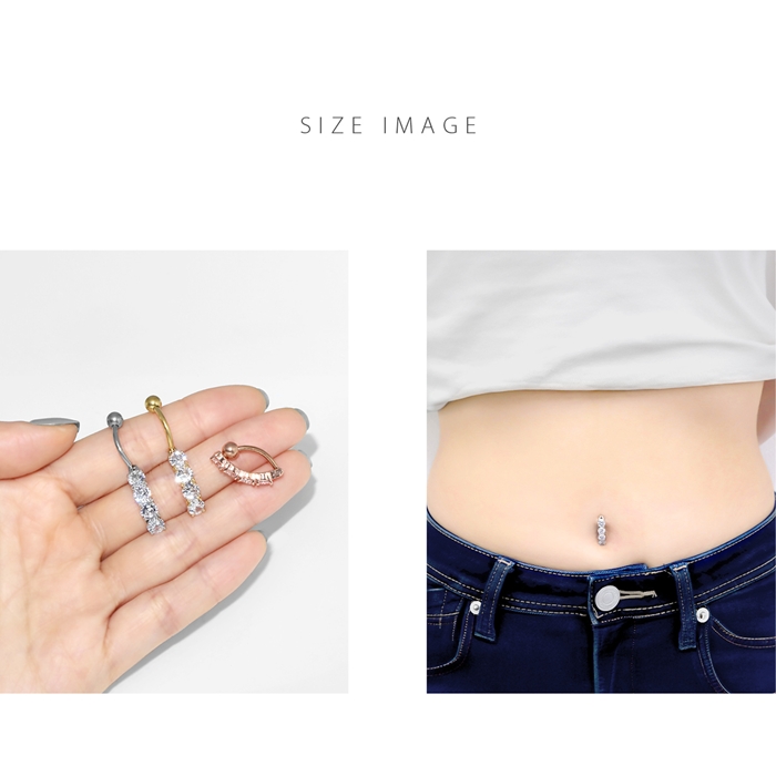 凛 RIN へそピアス 14G ボディピアス 立爪 ジュエル 4連 へそピ バナナ